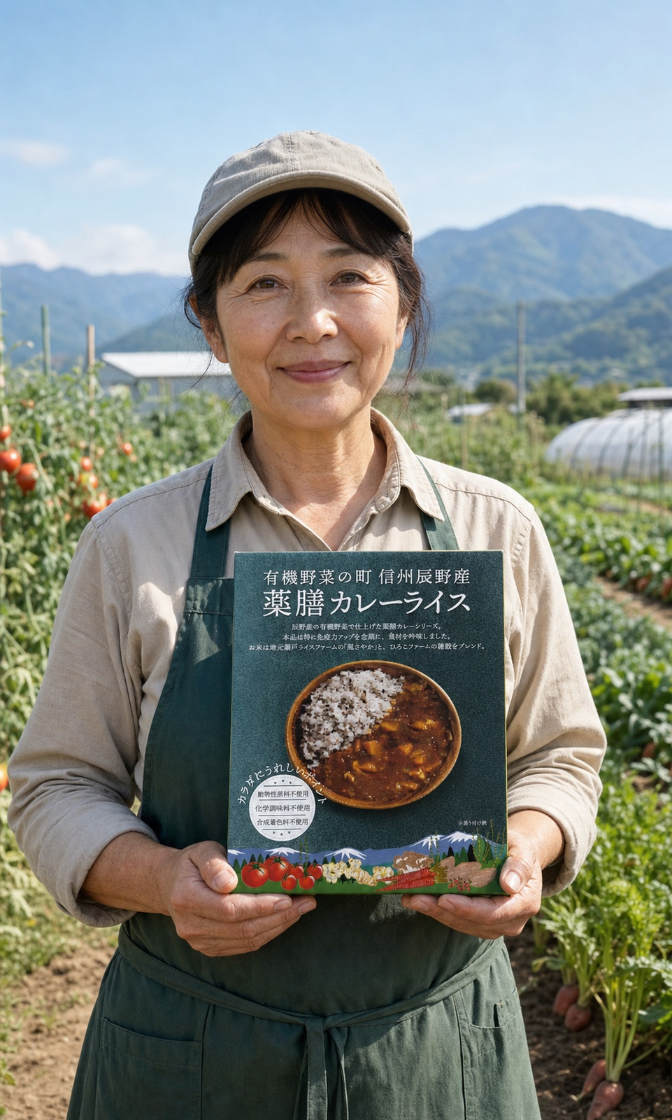 自社商品を手にする農家